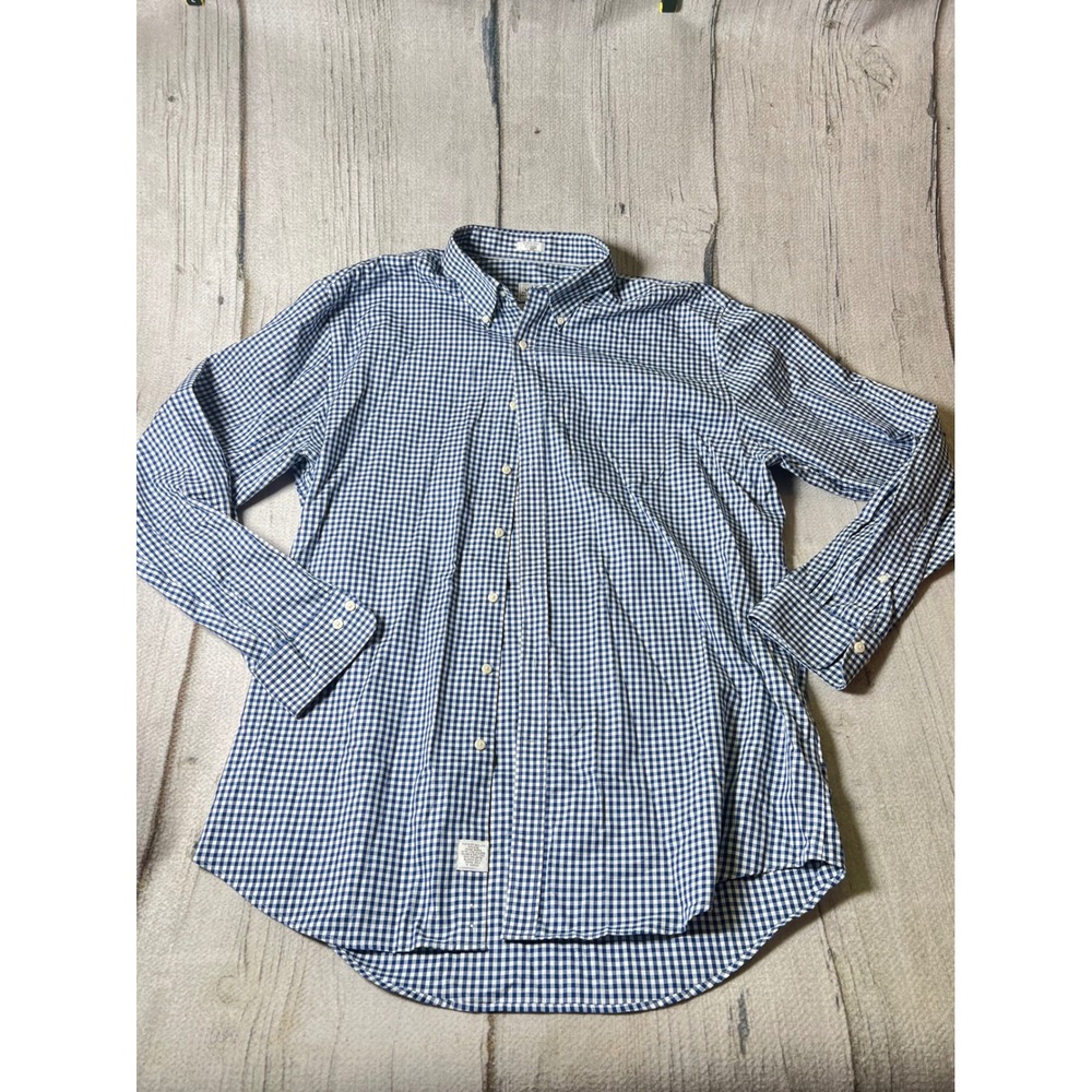 Peter Millar Button Down Shirt Mens XL Tall Blue Gingham Nanoluxe Preppy Classic